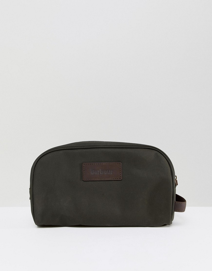 Barbour Drywax Washbag in Green