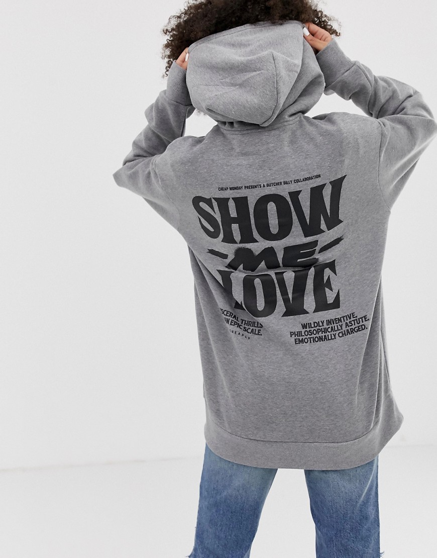 Cheap Monday love oversized hoodie with organic cotton