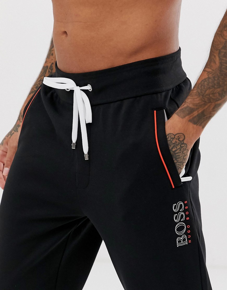 BOSS bodywear Tracksuit logo cuffed joggers in black