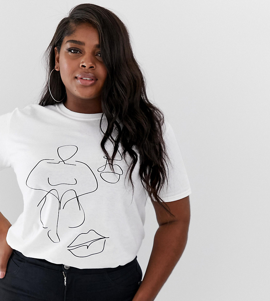 PrettyLittleThing Plus t-shirt with scribble print in white