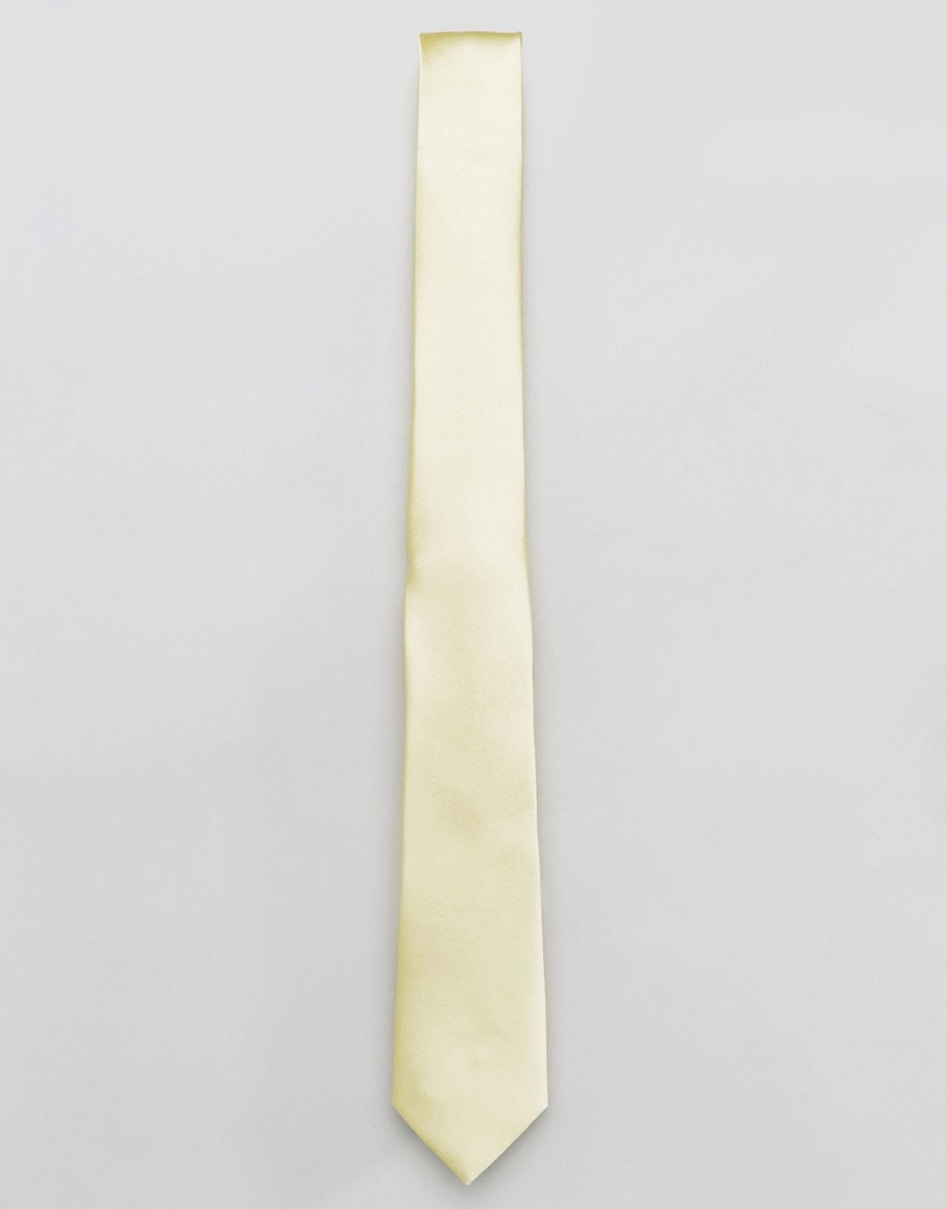 French Connection Plain Satin Basic Tie - Yellow