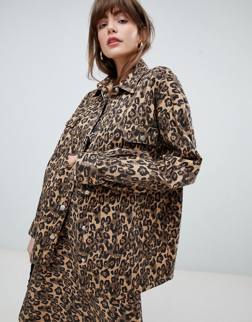 Mads Norgaard Oversized Shirt in Denim Leopard