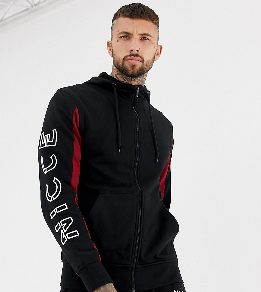Nicce hoodie in black with arm logo exclusive to ASOS