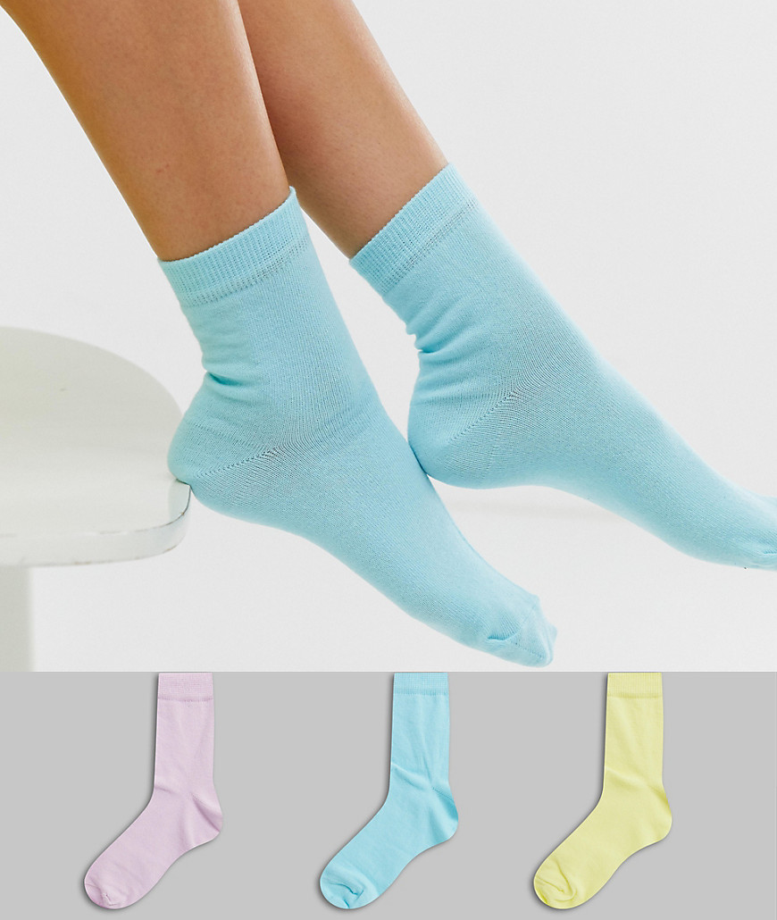 Asos Design 3 Pack Ankle Sock-multi