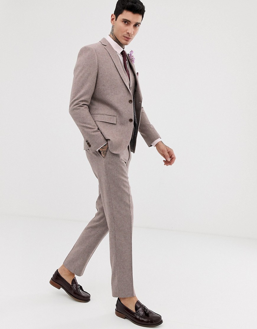 Harry Brown wedding wool blend slim fit summer tweed suit trousers