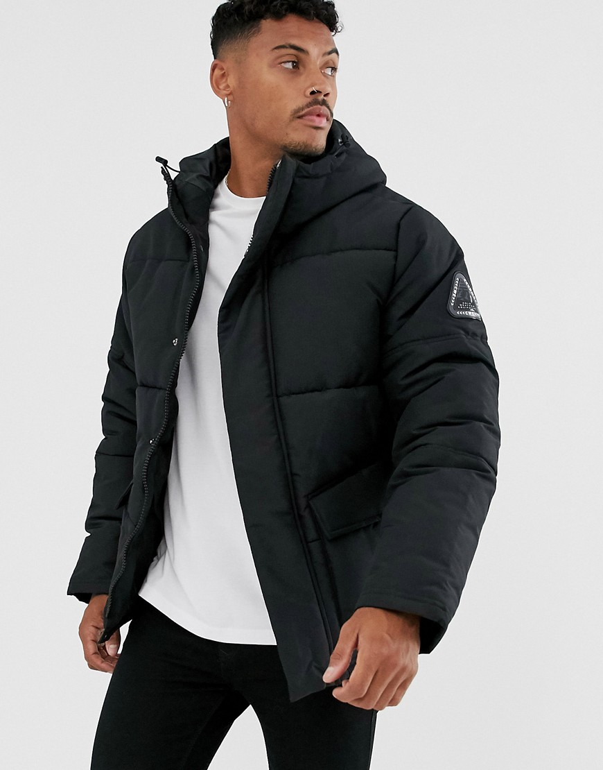 Topman puffer jacket in black