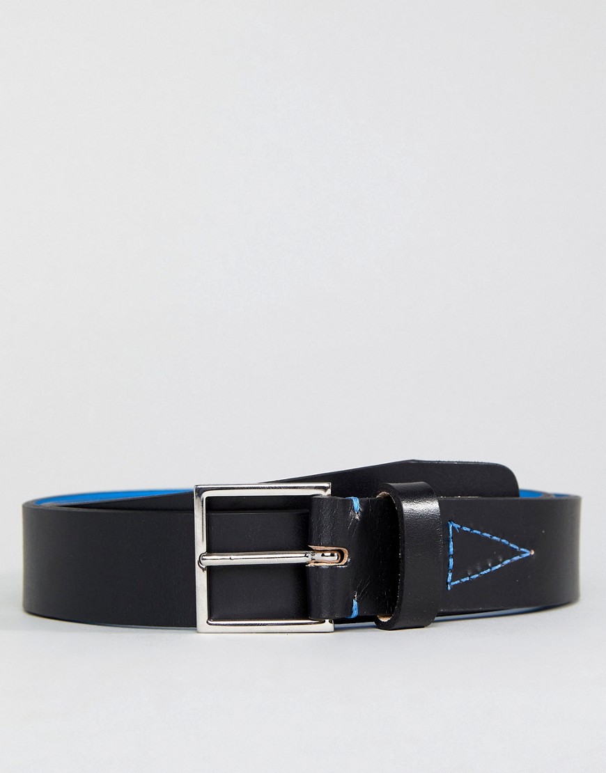 PS Paul Smith Leather Belt With Fluro Lining In Black - Black