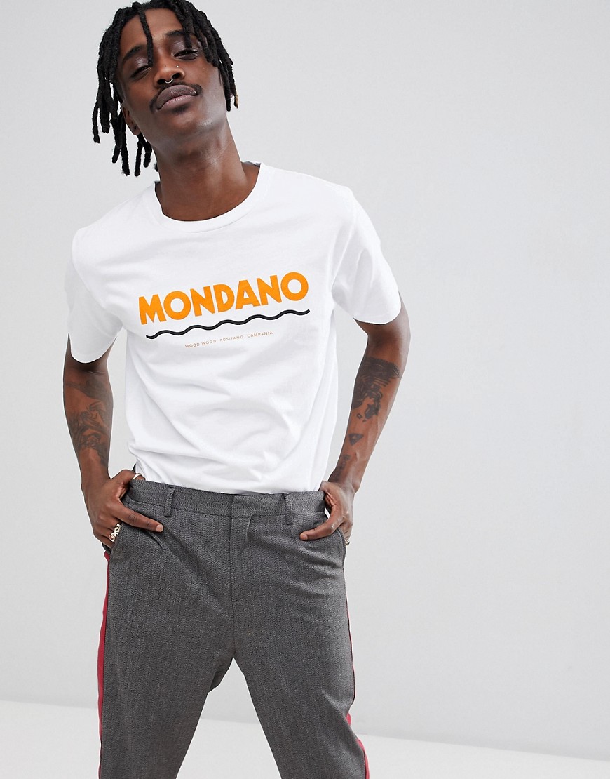 Wood Wood Mondano T-Shirt With Large Logo - White
