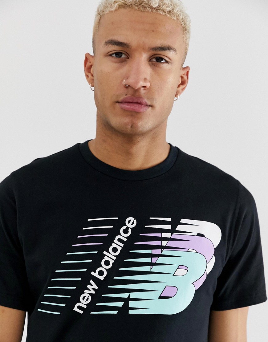 New Balance T-shirt With Large Logo In Black - Black | ModeSens