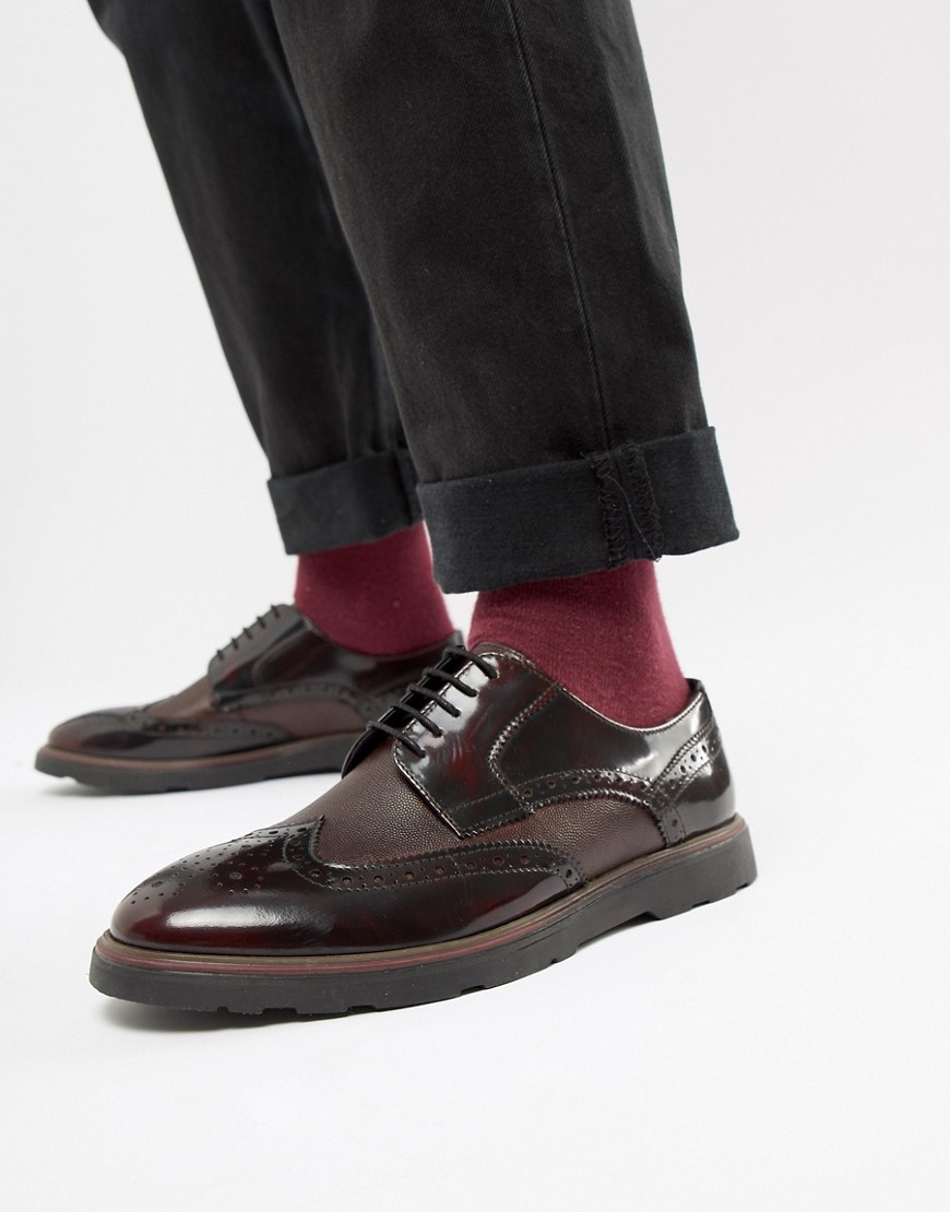 Silver Street Brogue Lace Up Shoe in Oxblood