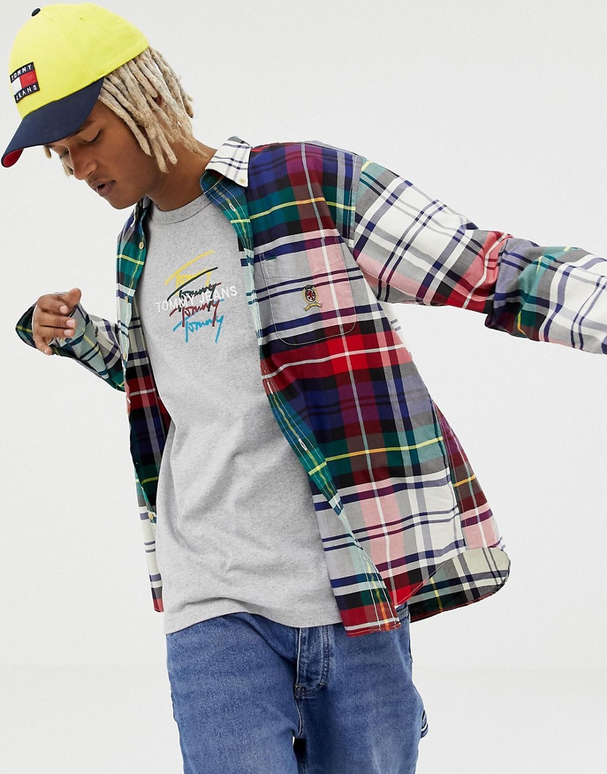 Tommy Jeans 6.0 limited capsule large check shirt with pocket crest logo in multi