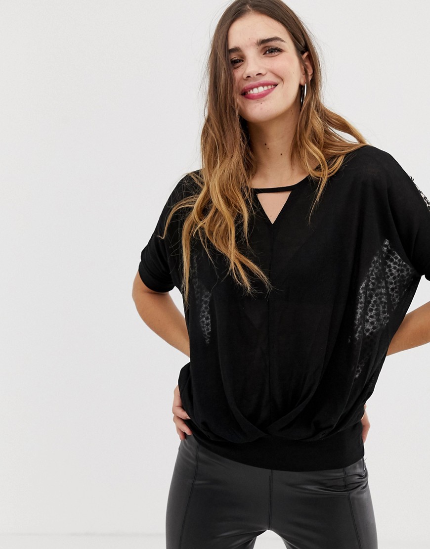 QED London blouse with sheer back