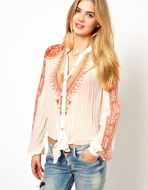 Image 1 of Pepe Jeans Printed Pleated Blouse