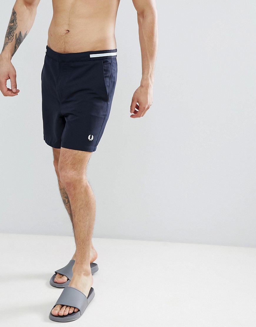 Fred Perry Riviera Tape Swim Shorts In Navy - 608