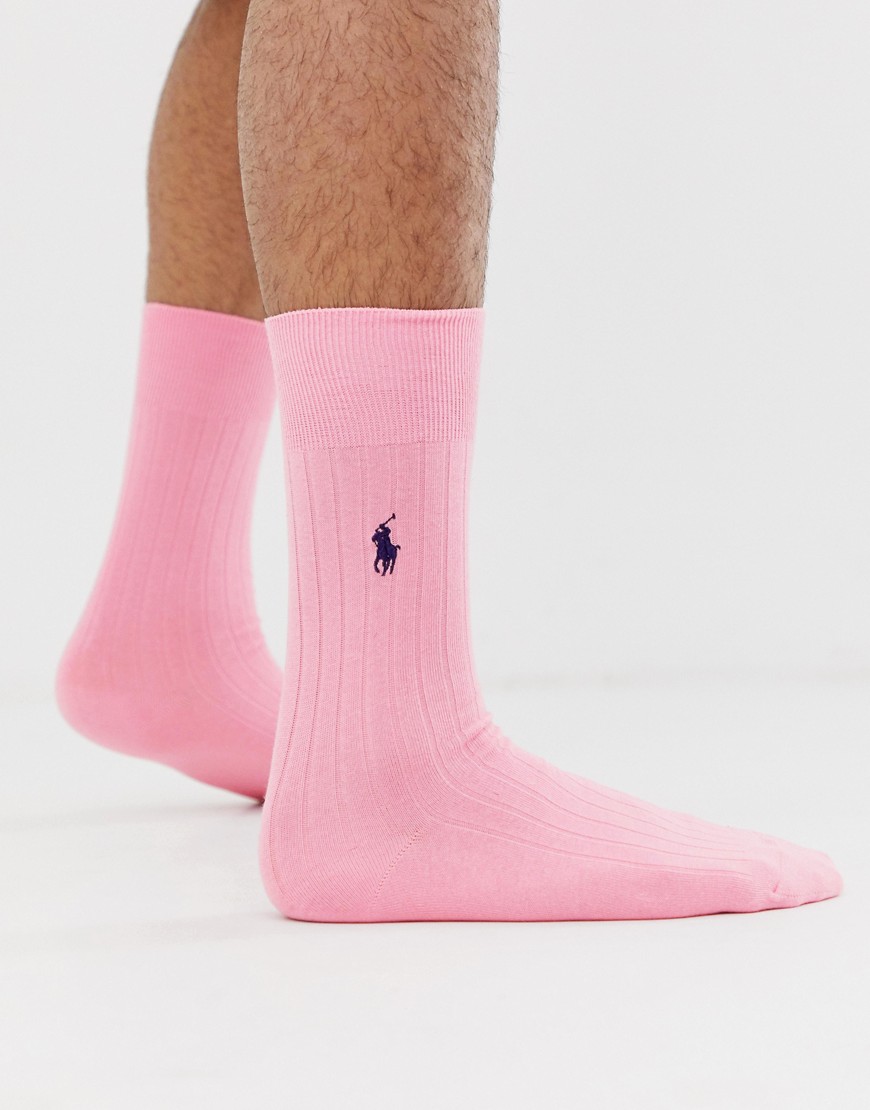 Polo Ralph Lauren egyptian cotton socks with polo player in pink