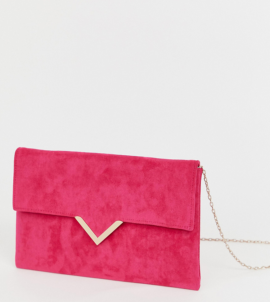 Accessorize bright pink foldover v bar clutch bag