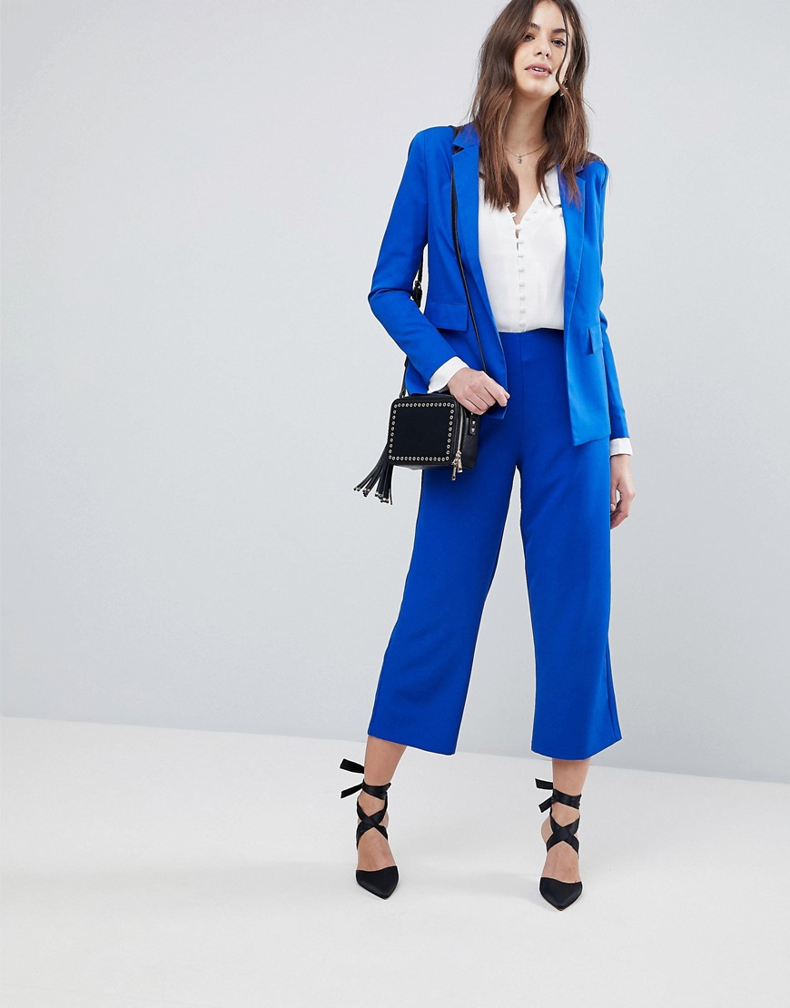 Fashion Union Wide Leg Tailored Trousers Co-Ord - Electric blue