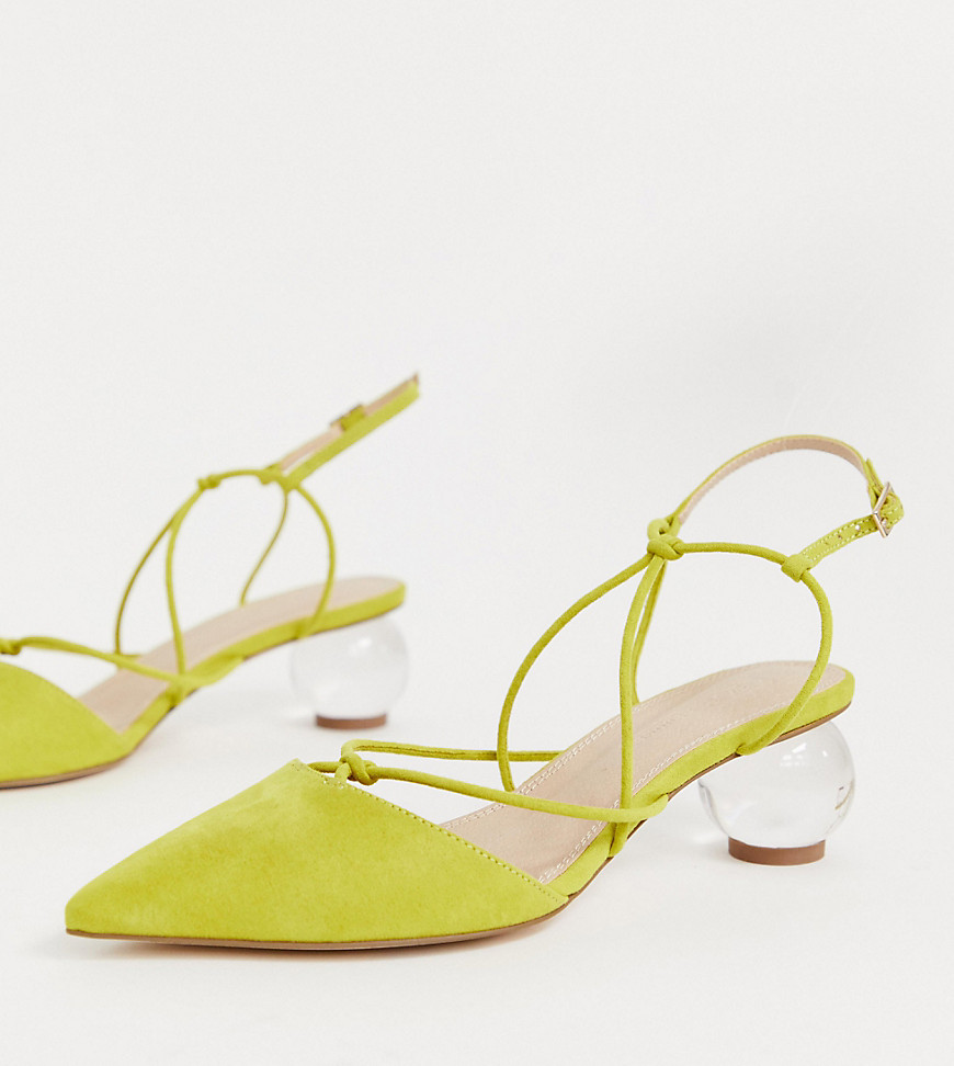 ASOS DESIGN Wide Fit Sunset knotted ball heels in chartreuse