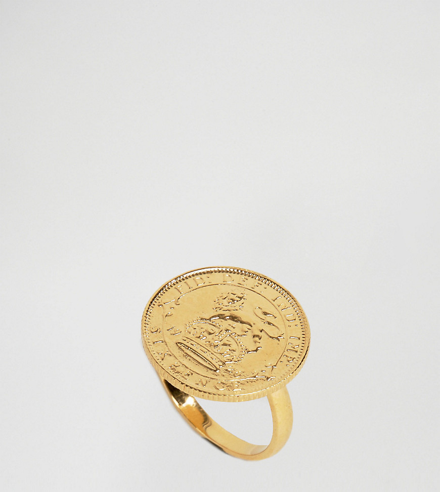 Katie Mullally Gold Plated Sixpence English Coin Ring - Gold