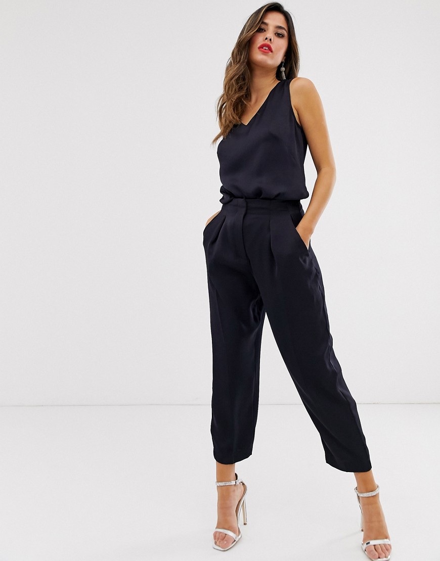 Closet London tailored cropped trouser co-ord in navy