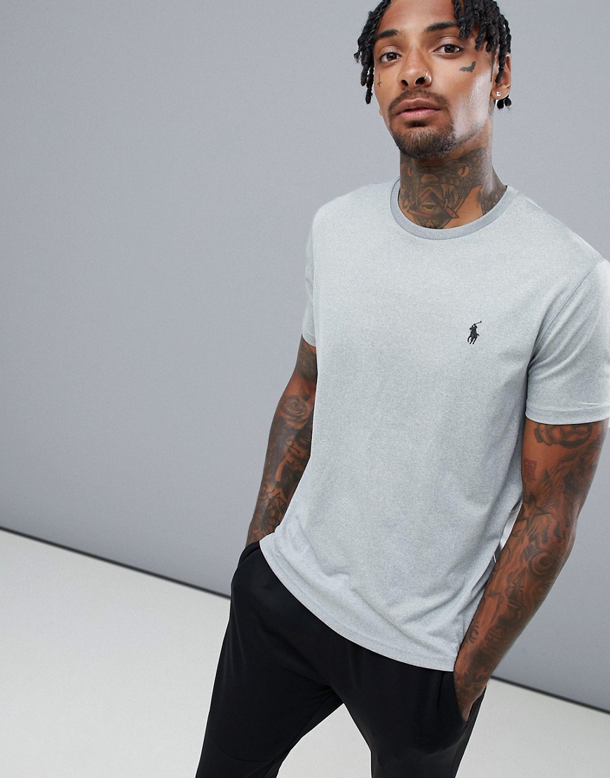 Polo Ralph Lauren performance quick dry t-shirt with player logo in grey marl - Andover heather
