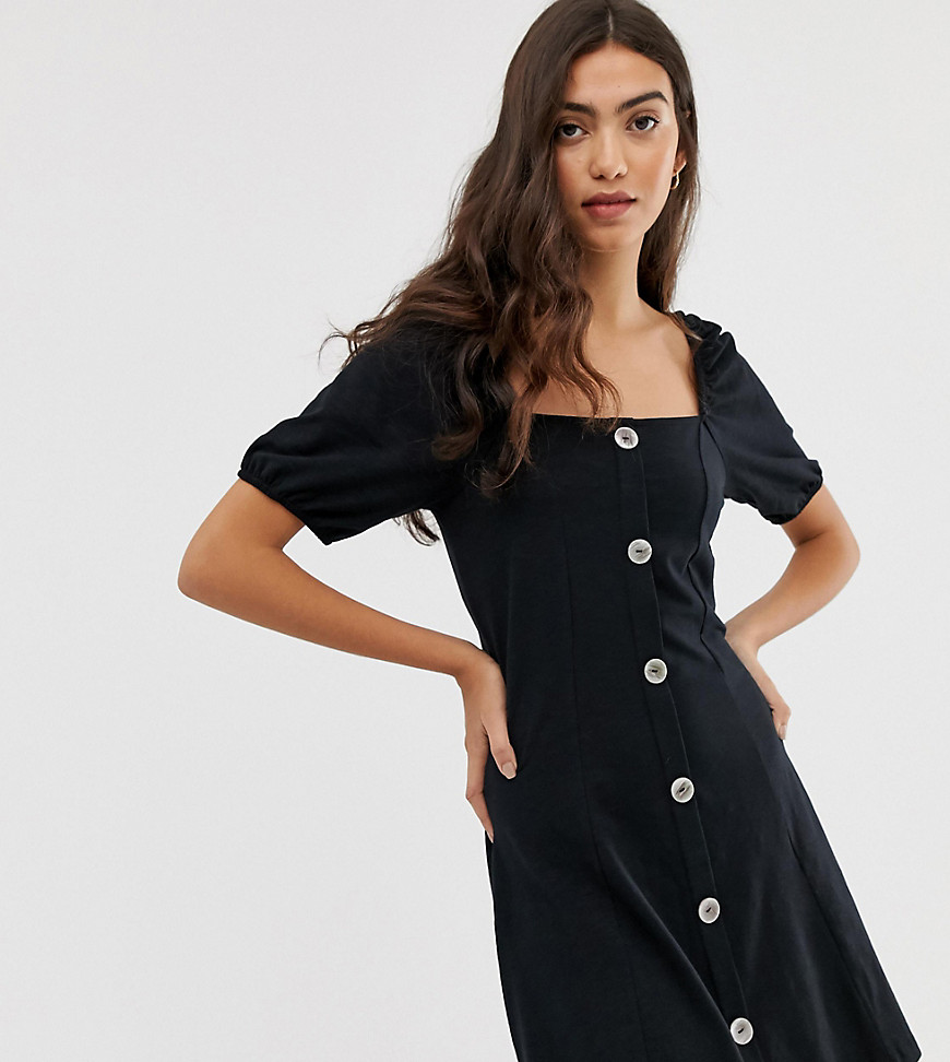 ASOS DESIGN Tall slubby mini tea dress with faux shell buttons
