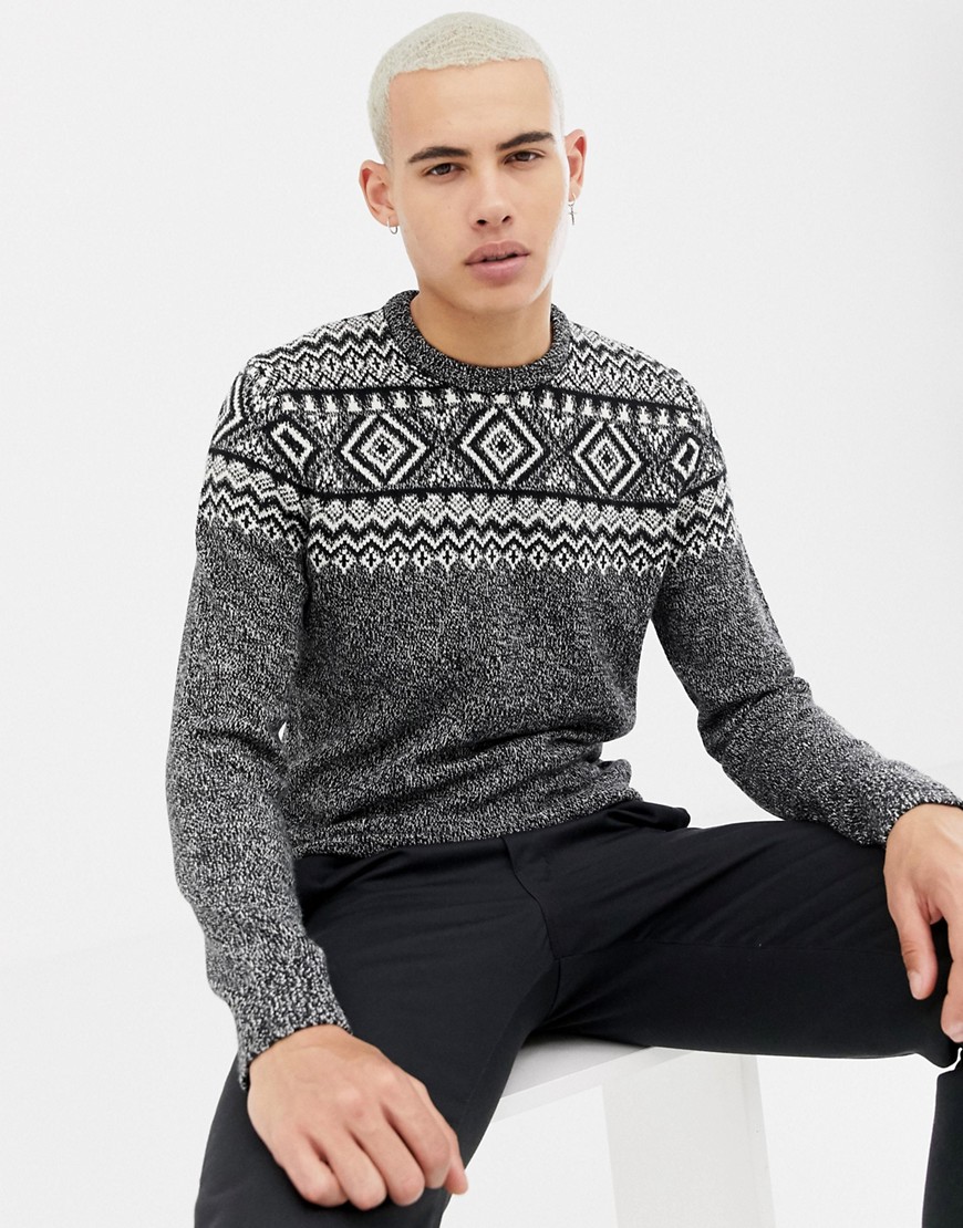Kiomi knitted jumper in black with pattern