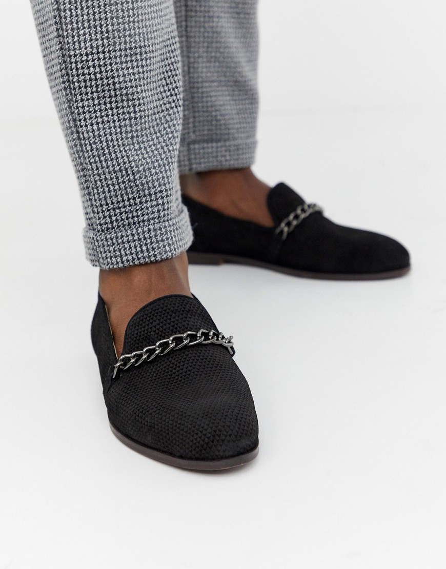 House Of Hounds Cerberus chain loafers in black suede