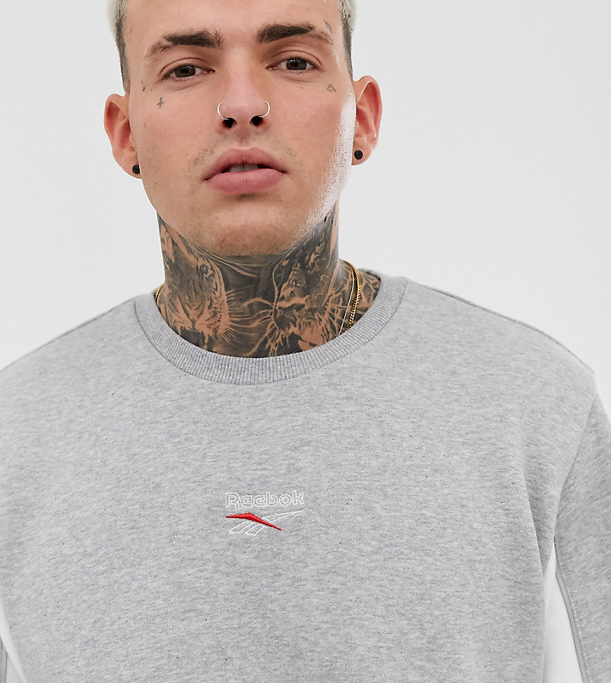 Reebok sweatshirt with central logo and panels in grey Exclusive to Asos