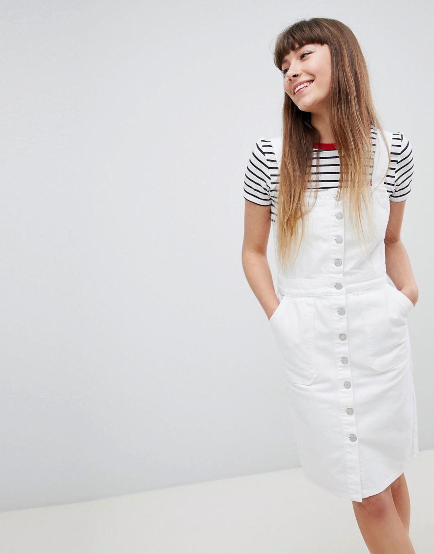 New Look Denim Button Through Dress - White