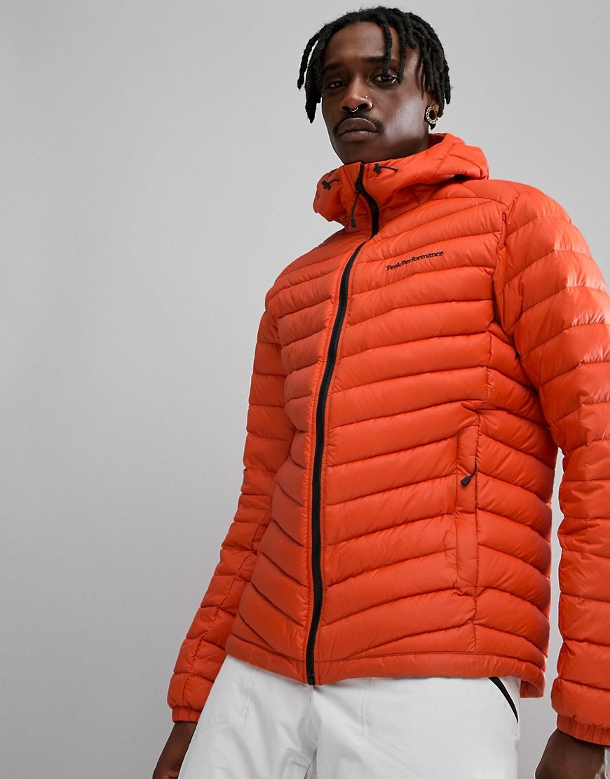 Peak Performance Frost Down Hooded Jacket In Orange