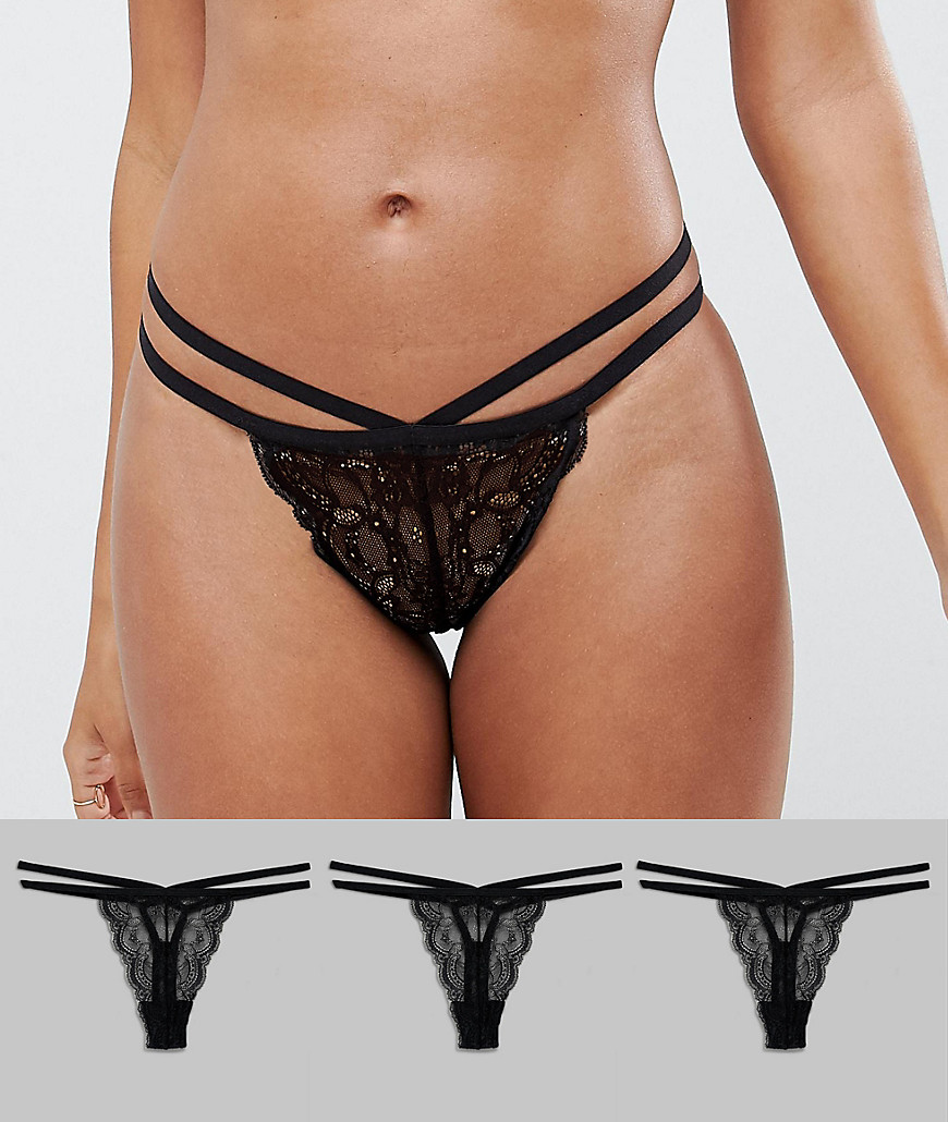 ASOS DESIGN 3 Pack Double Strap Thongs