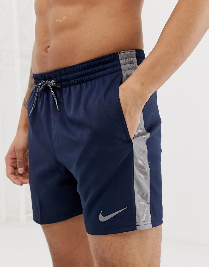 Nike super short swim shorts with side tape in navy NESS9433-489