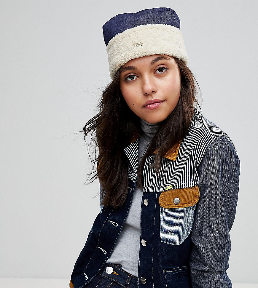 Kangol Cossack Hat in Denim and Faux Shearling