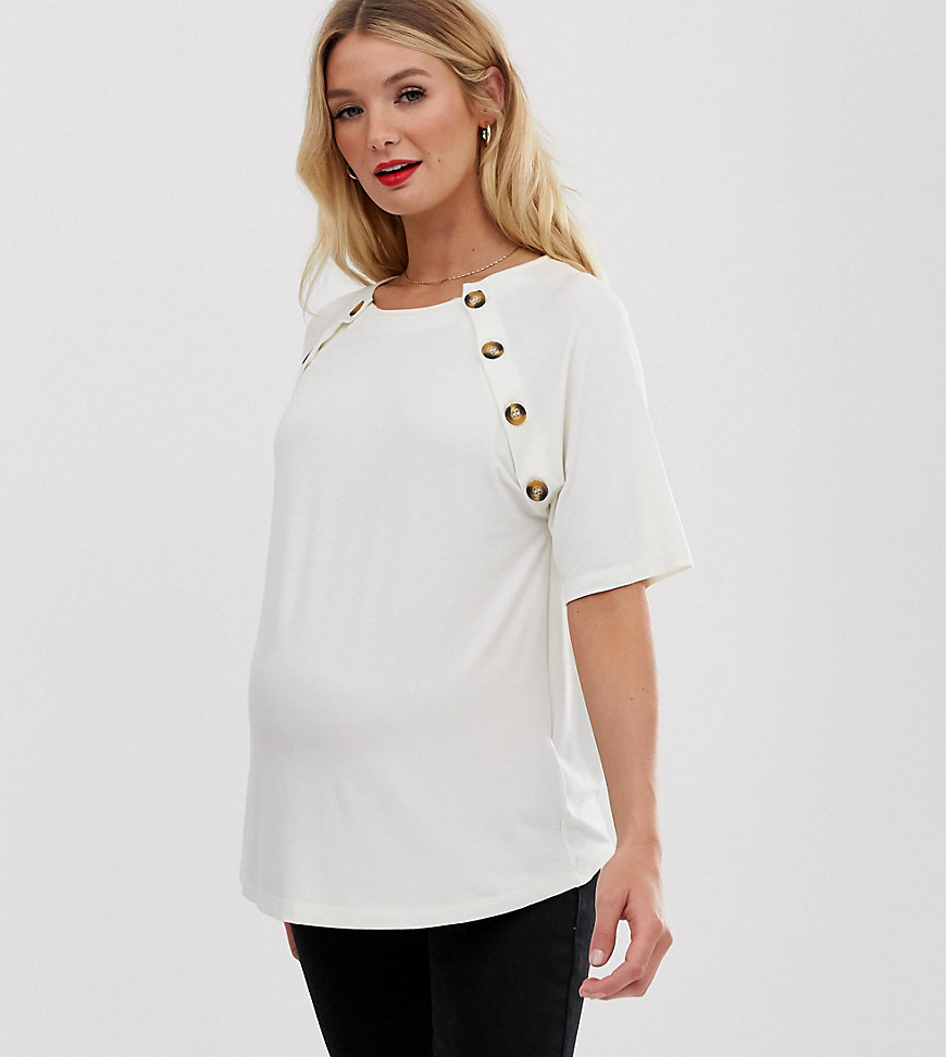 ASOS DESIGN Maternity nursing short sleeve top with button detail