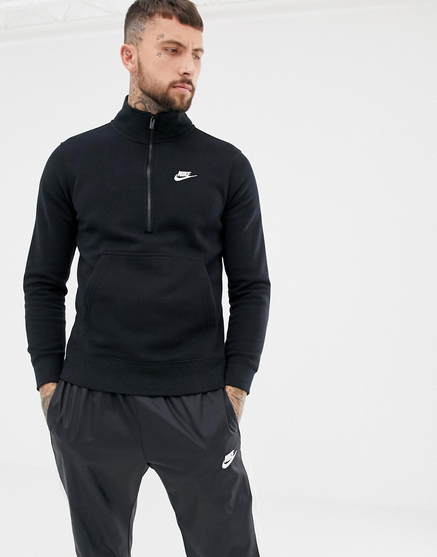 Nike Half Zip Jersey Sweat In Black 929452-010