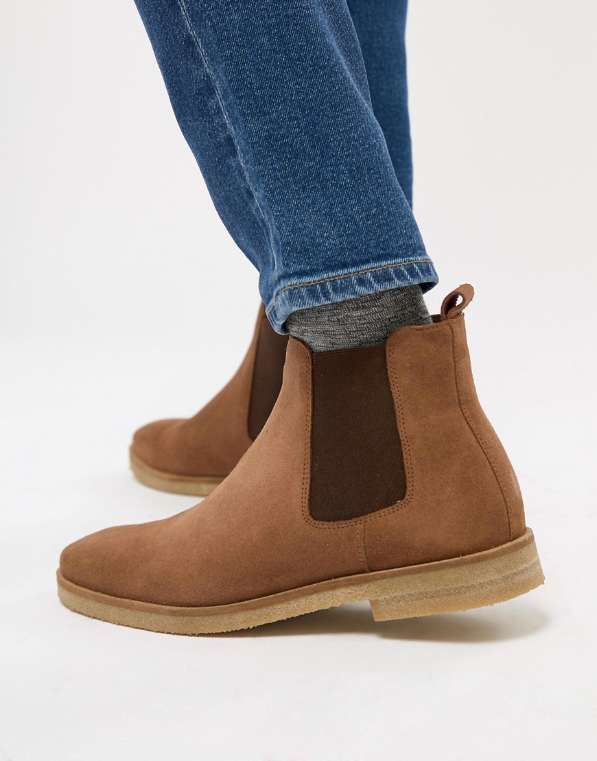 Walk London Hornchurch Suede Chelsea Boots In Tan