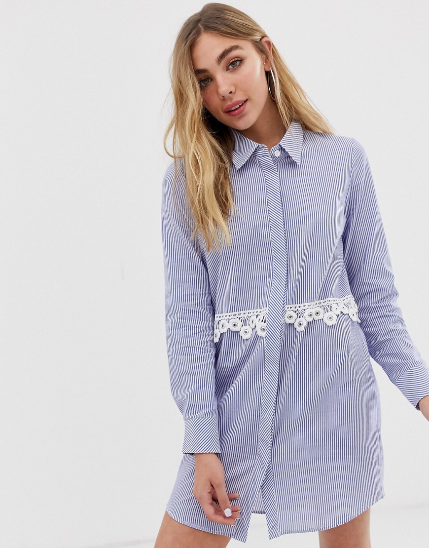 Glamorous shirt dress with lace detail