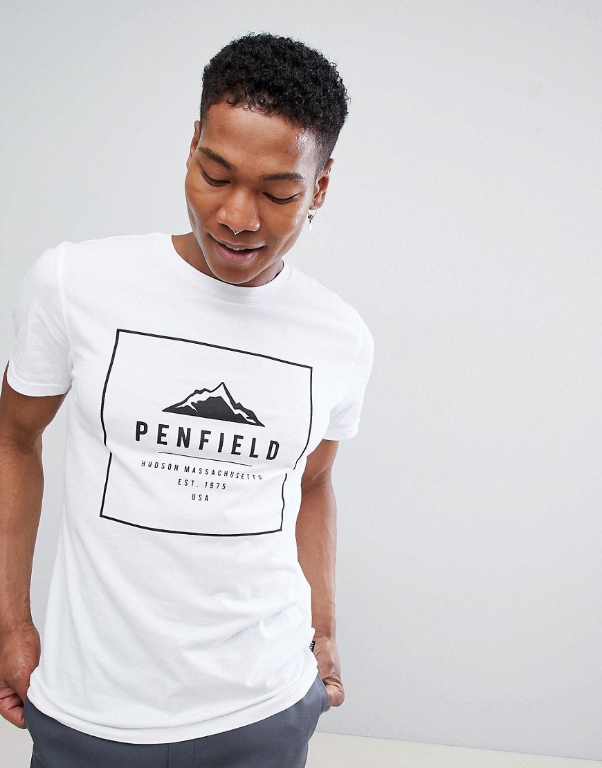 Penfield Alcala Box Logo T-Shirt in White - White