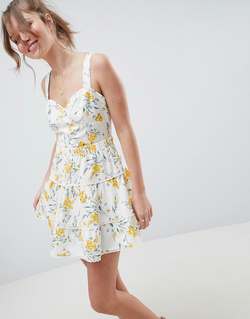 ASOS DESIGN tiered mini skirt in floral print co-ord