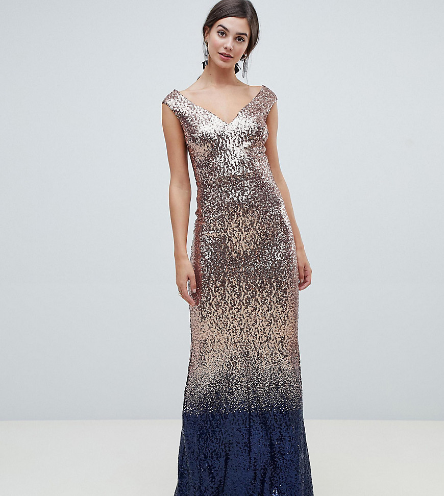 City Goddess Tall ombre sequin embellished maxi dress