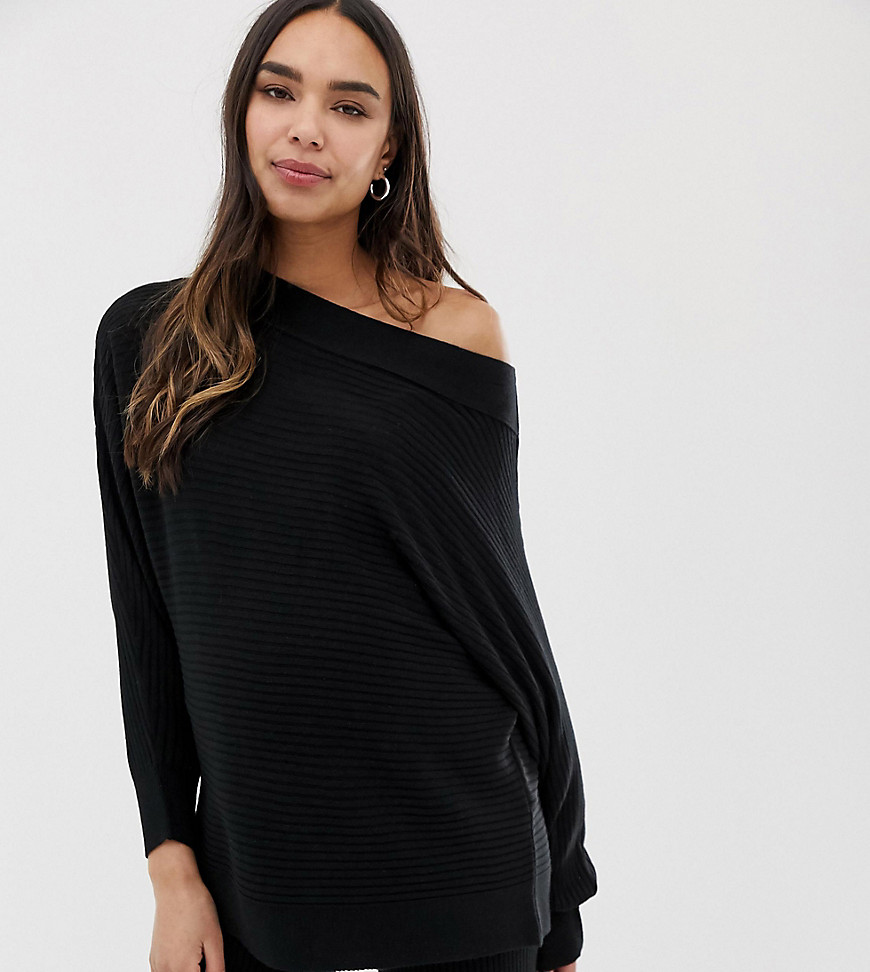 ASOS DESIGN Maternity lounge knitted rib off shoulder sweat