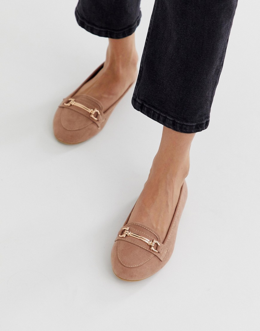 New Look metal detail loafer in light pink