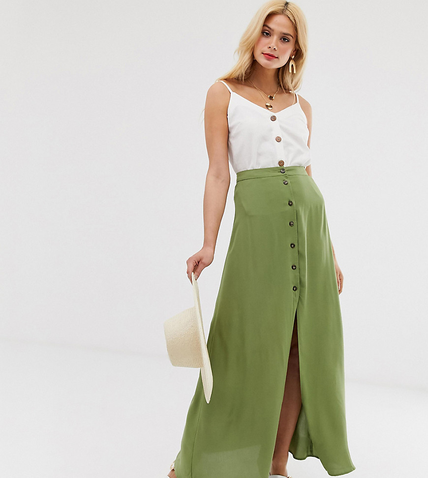 ASOS DESIGN Tall button front maxi skirt