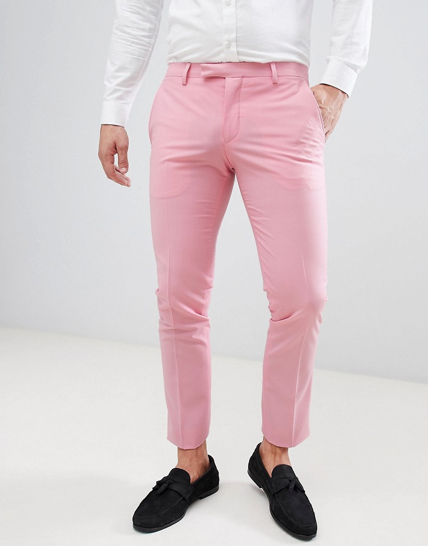 Noose & Monkey Super Skinny Suit Trousers In Pink