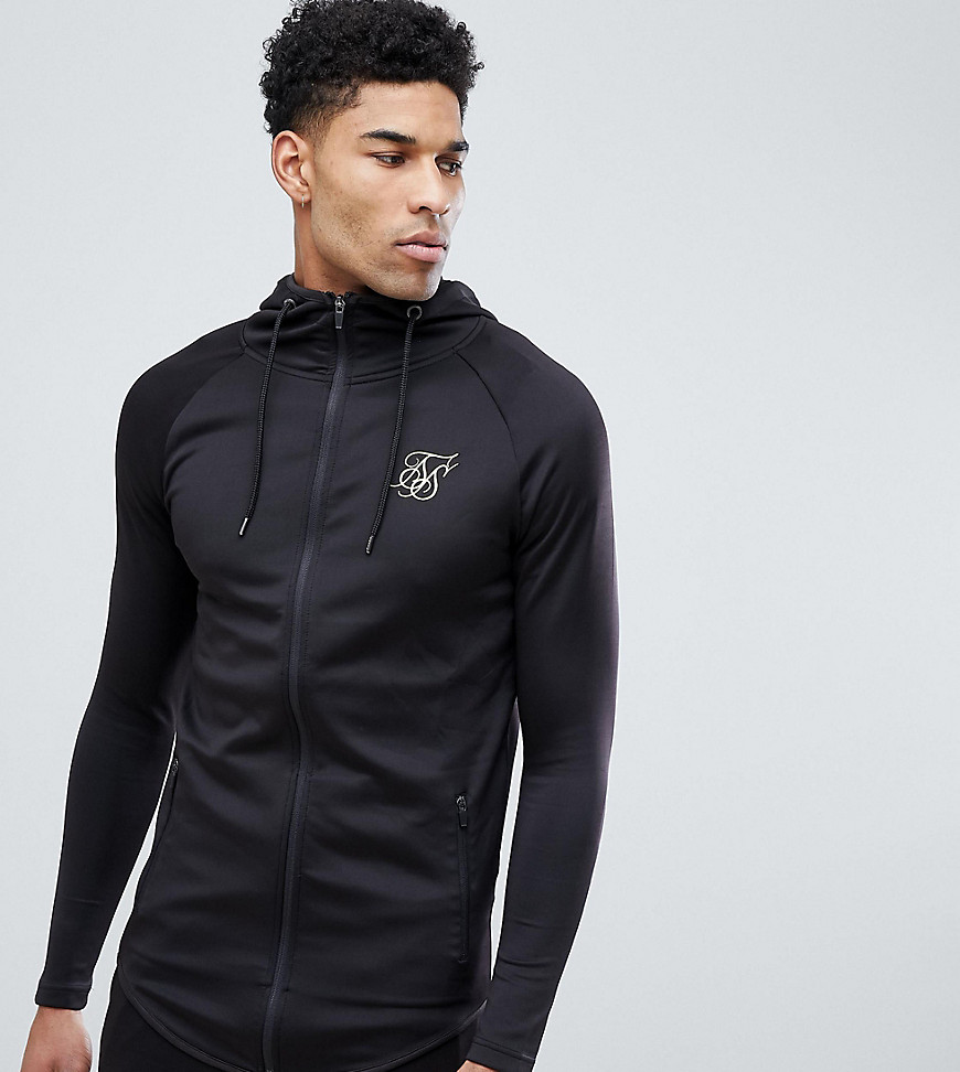 SikSilk Track Hoodie In Black With Gold Logo Exclusive to ASOS - Black