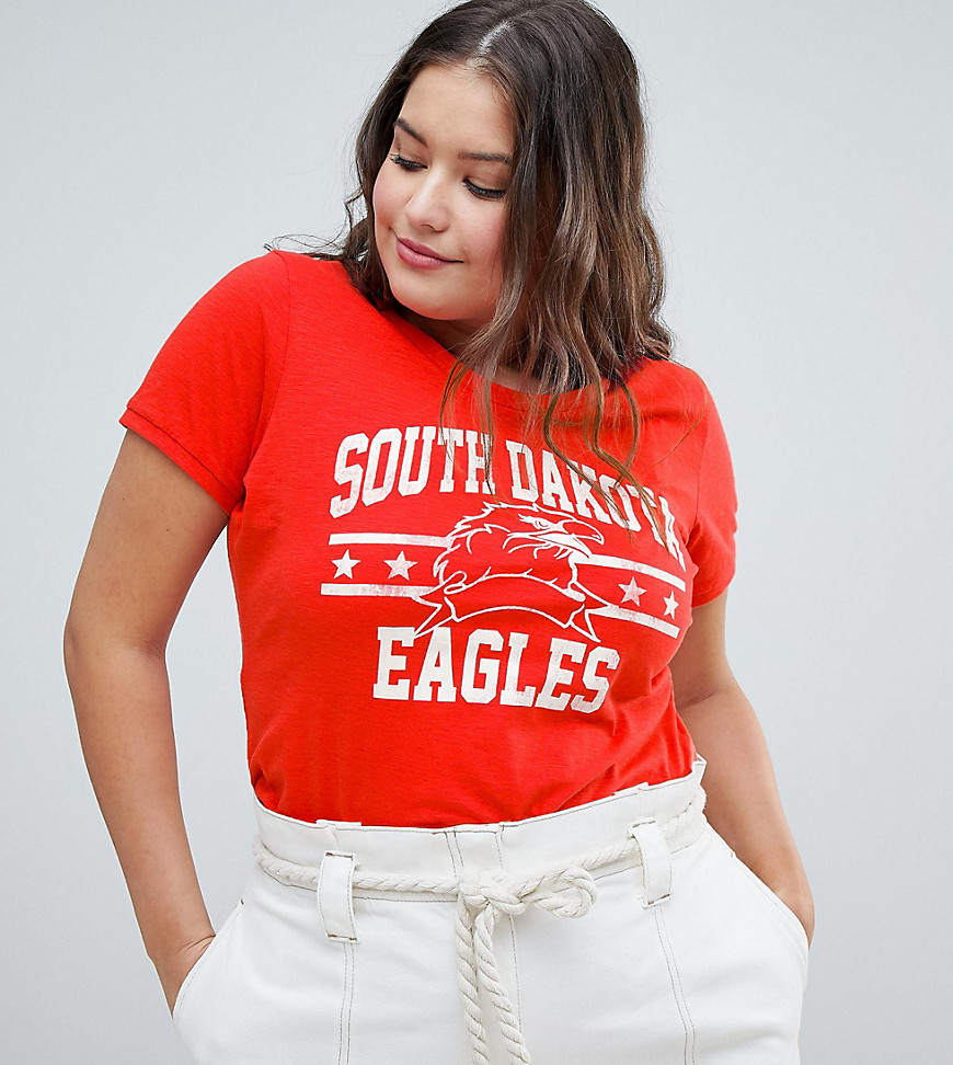 Brave Soul Plus Dakota T Shirt - Red/cream