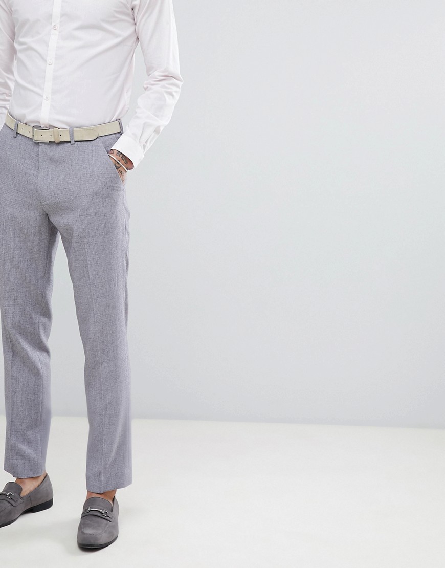 Asos Design Wedding Slim Suit Pants In Mid Gray Cross Hatch