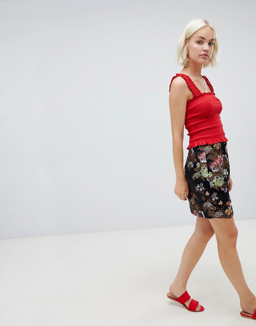 Girls on Film floral jacquared skirt