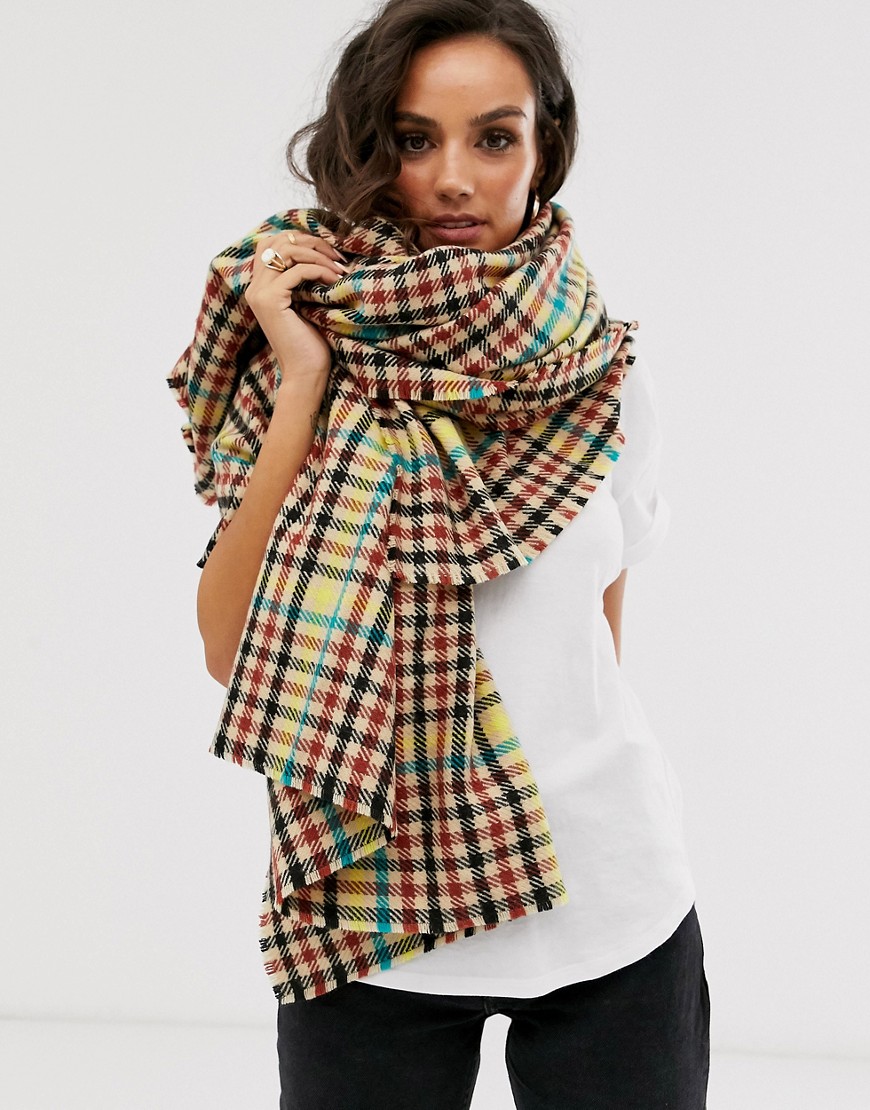 ASOS DESIGN tweed check square scarf